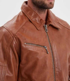 Blouson Cuir Homme Cognac " 102615 " -Maroquinerie 102615cognaczoom 030974100 1648 12092023