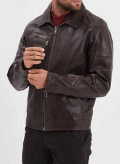 Blouson Cuir Homme Marron " 102615 " -Maroquinerie 102615marronface 079664800 1648 12092023