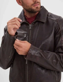 Blouson Cuir Homme Marron " 102615 " -Maroquinerie 102615marronzoom1 068327800 1648 12092023