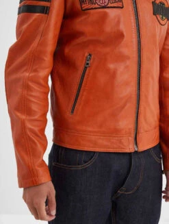 Blouson Cuir Homme Agneau Orange " 102831 " 9 Blouson Cuir Homme Agneau Orange " 102831 " -Maroquinerie 102831orangedetail 034821200 1648 12092023