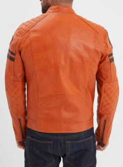 Blouson Cuir Homme Agneau Orange " 102831 "