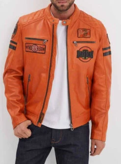 Blouson Cuir Homme Agneau Orange " 102831 " 11 Blouson Cuir Homme Agneau Orange " 102831 " -Maroquinerie 102831orangeouvert 053514600 1648 12092023