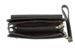 Hexagona Pochette 2 Soufflets Cuir Vachette Noir " 110482 " -Maroquinerie 110482 noir ouvert 044550500 1747 12102019