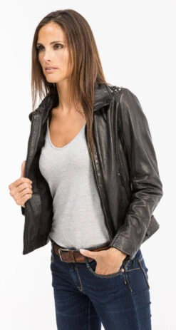 GIPSY Blouson Cuir Femme Noir "13272" -Maroquinerie 13272 noir 5 042927400 1606 11102021