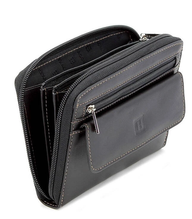 Hexagona Pochette Cuir Vachette Noir " 151125 " 2 Hexagona Pochette Cuir Vachette Noir " 151125 " – Image 2