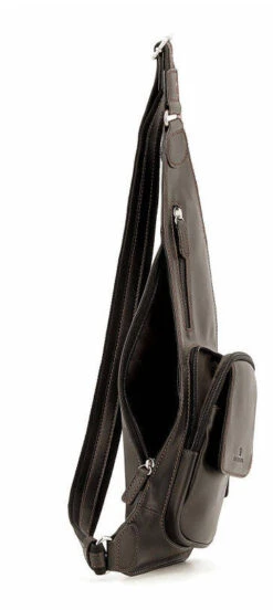 Hexagona Sacoche Cuir Vachette Marron " 154828 " -Maroquinerie 154828 marron ouvert 084878700 1755 12102019