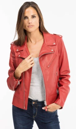 Perfecto Cuir Femme Rouge Schott "LCW 1601D"