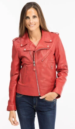 Perfecto Cuir Femme Rouge Schott "LCW 1601D" -Maroquinerie 1601drouge6 048445800 1540 11102021