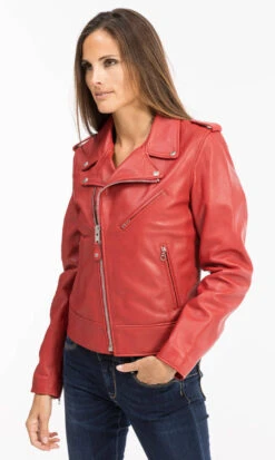 Perfecto Cuir Femme Rouge Schott "LCW 1601D" -Maroquinerie 1601drouge7 069159600 1540 11102021