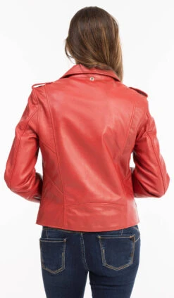 Perfecto Cuir Femme Rouge Schott "LCW 1601D" -Maroquinerie 1601drouge8 082122400 1540 11102021