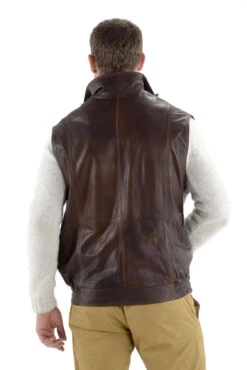 Gilet Cuir Homme Agneau Marron Sans Manches élégant " 2010 "