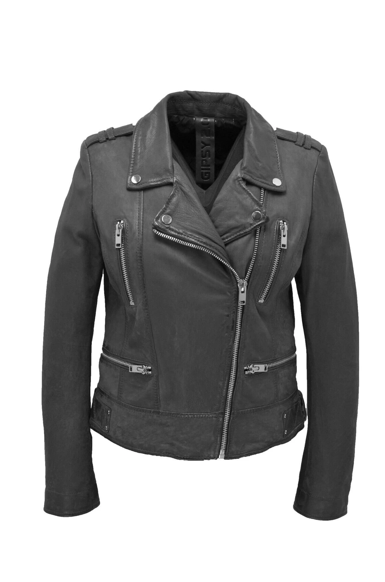 GIPSY Blouson Cuir Femme Gris Style Biker " CONA " 2 GIPSY Blouson Cuir Femme Gris Style Biker " CONA " – Image 2