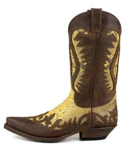 Santiags Cuir Vachette Python Sadale Camel " 2567 " -Maroquinerie 2567camel7 048339400 1447 08112022