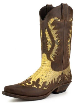 Santiags Cuir Vachette Python Sadale Camel " 2567 " -Maroquinerie 2567camel8 047897000 1447 08112022