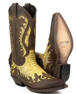 Santiags Cuir Vachette Python Sadale Camel " 2567 "