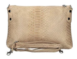 Pochette Cuir Femme Imprimé Python Taupe " THERESA "
