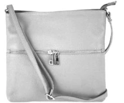 Sac Bandoulière En Cuir Gris " JOSSLYN "