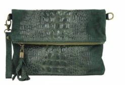 Pochette Cuir Vachette Femme Vert Bouteille " TECLA "