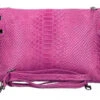Pochette Cuir Femme Imprimé Python Fuxia " THERESA "