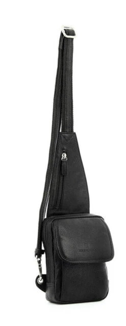 Hexagona Sac Porté Travers Cuir Vachette Noir " 461303 "