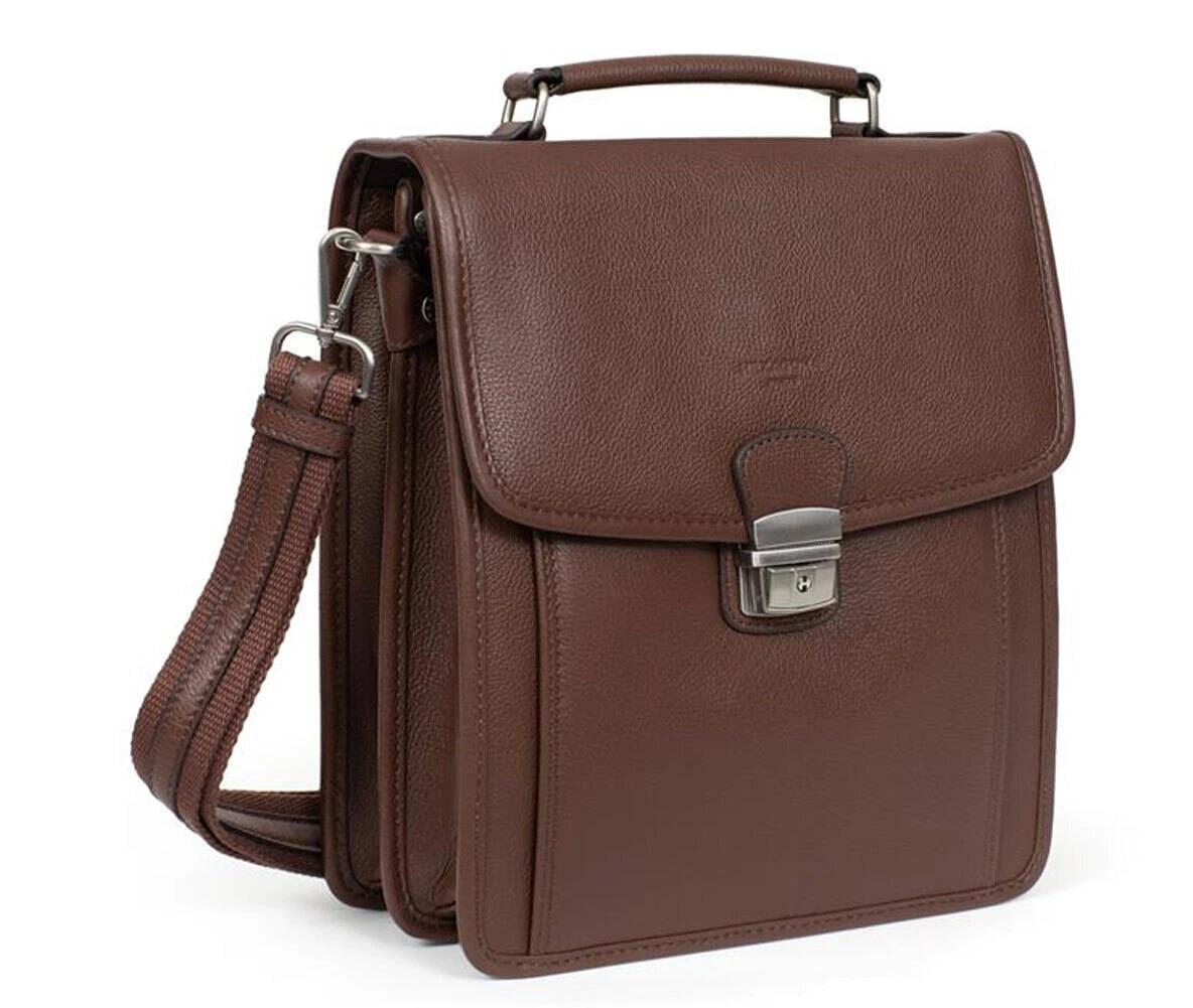 Hexagona Sacoche Cuir Vachette Chocolat " 463893 " 2 Hexagona Sacoche Cuir Vachette Chocolat " 463893 " – Image 2