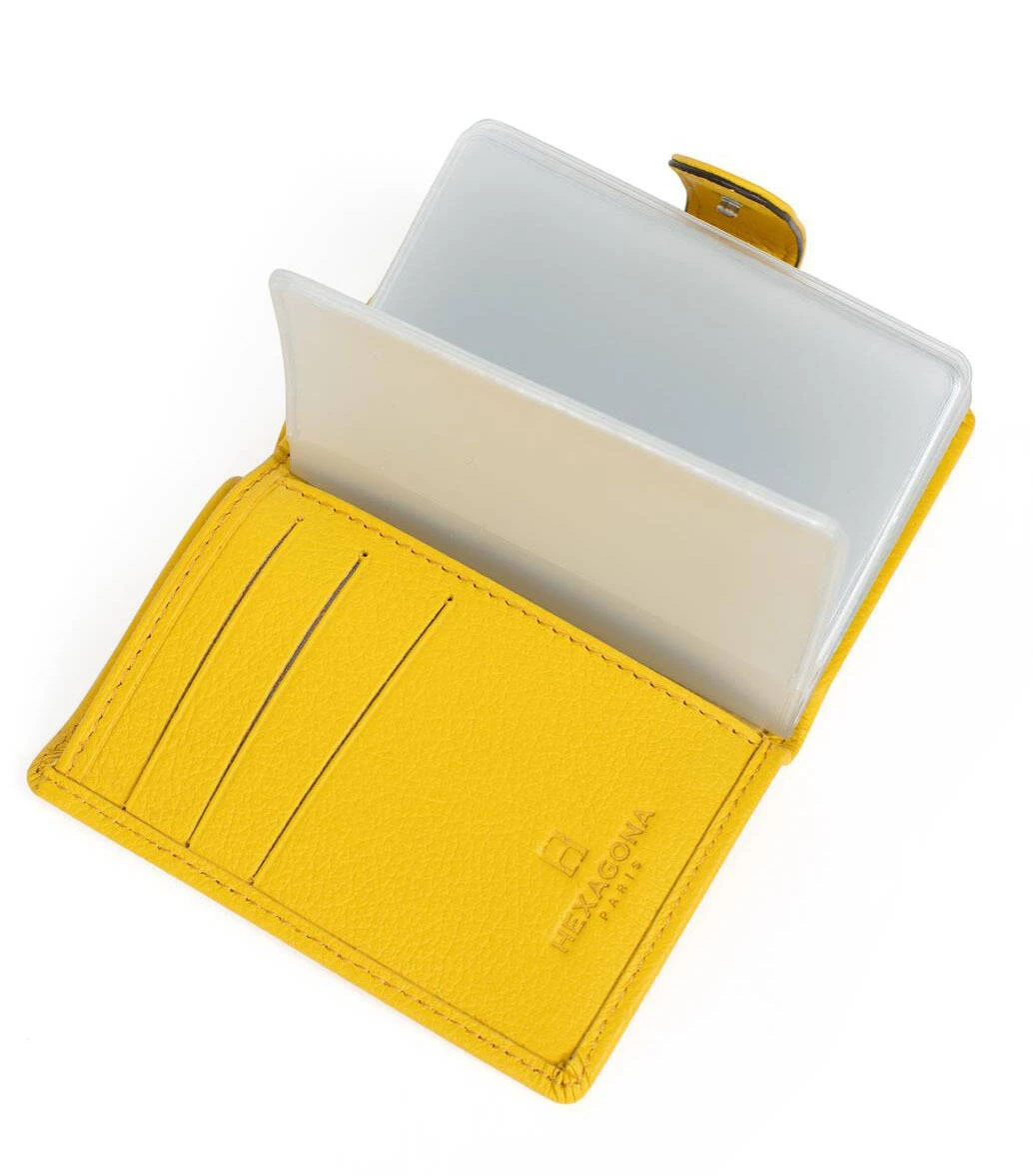 Hexagona Porte Cartes Cuir Vachette Jaune " 467254 " 3 Hexagona Porte Cartes Cuir Vachette Jaune " 467254 " – Image 3