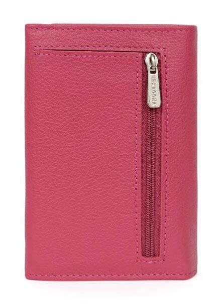 Hexagona Portefeuille Cuir Vachette Fushia " 467627 " 2 Hexagona Portefeuille Cuir Vachette Fushia " 467627 " – Image 2