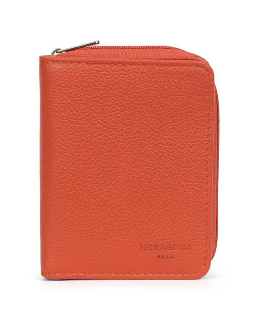 Hexagona Portefeuille 1 Volet Cuir Vachette Orange " 468322 " 6 Hexagona Portefeuille 1 Volet Cuir Vachette Orange " 468322 " – Image 6