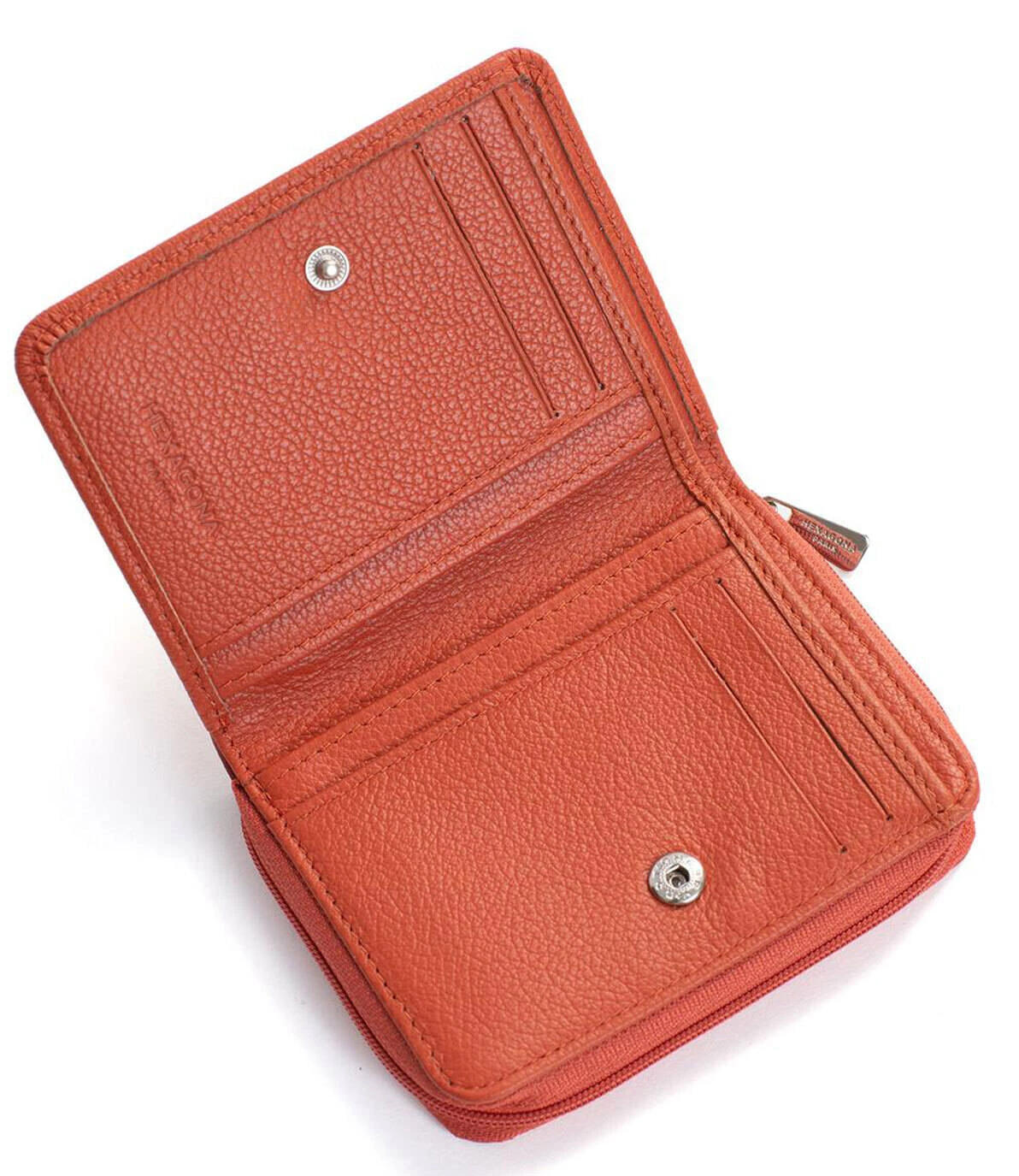 Hexagona Portefeuille 1 Volet Cuir Vachette Orange " 468322 " 5 Hexagona Portefeuille 1 Volet Cuir Vachette Orange " 468322 " – Image 5