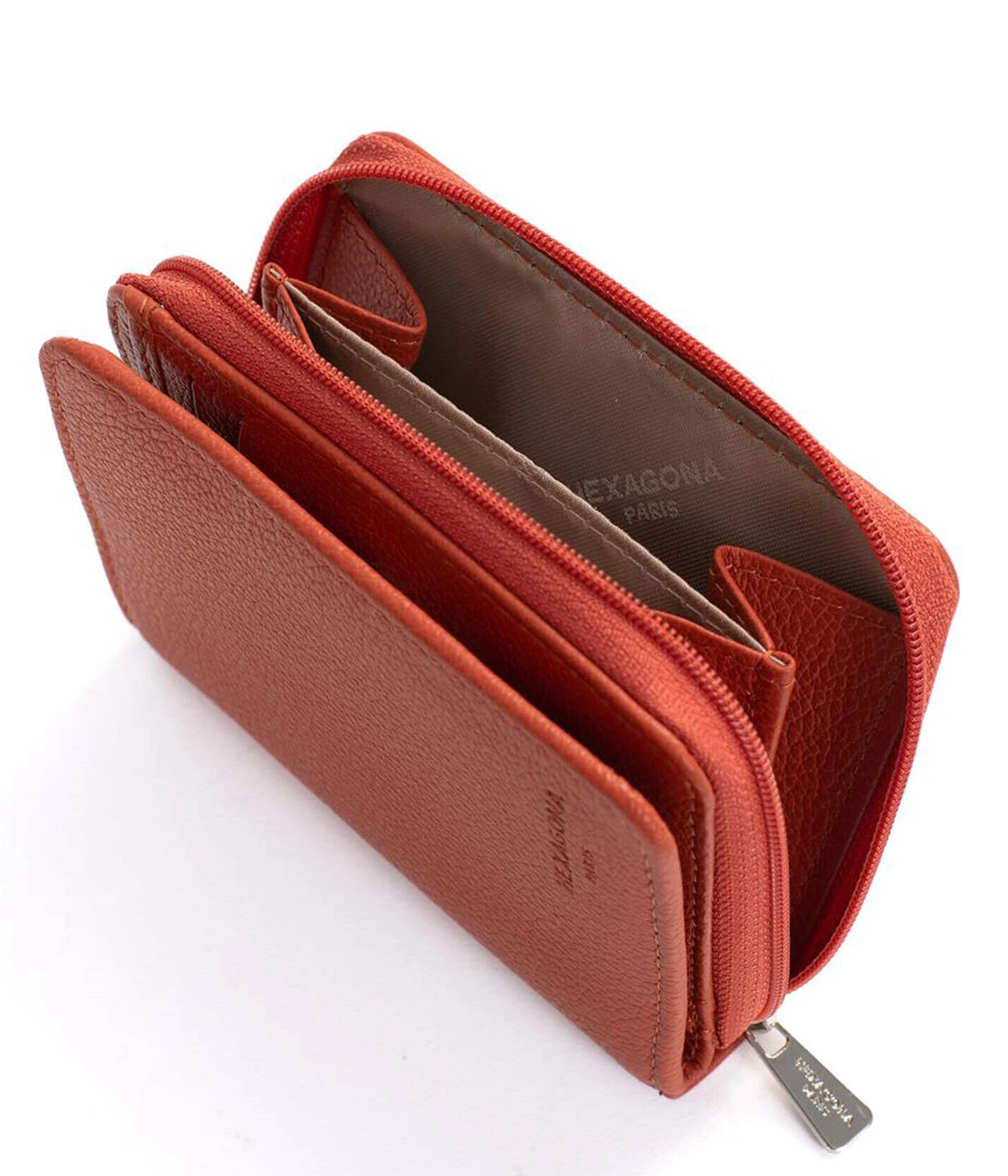 Hexagona Portefeuille 1 Volet Cuir Vachette Orange " 468322 " 3 Hexagona Portefeuille 1 Volet Cuir Vachette Orange " 468322 " – Image 3