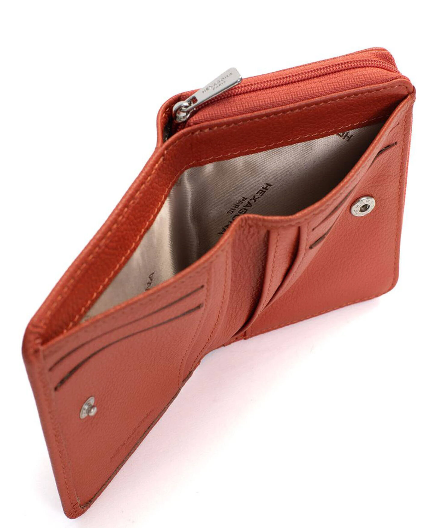 Hexagona Portefeuille 1 Volet Cuir Vachette Orange " 468322 " 4 Hexagona Portefeuille 1 Volet Cuir Vachette Orange " 468322 " – Image 4