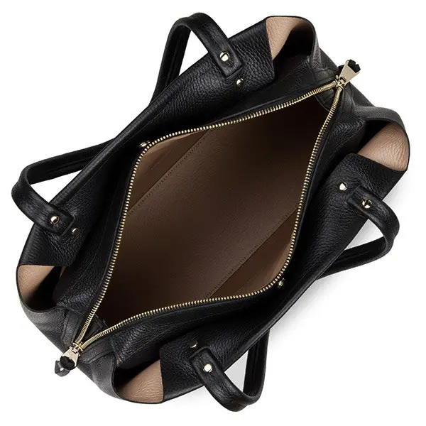 Lancaster - Grand Sac Cabas Foulonné Double Noir/Nude 4 Lancaster - Grand Sac Cabas Foulonné Double Noir/Nude – Image 4