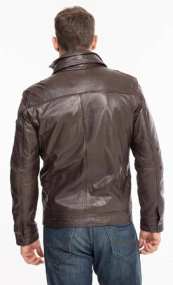 Blouson Cuir Homme Marron " 51704 " Agneau Sport Hiver -Maroquinerie 51704marron10 011819000 1608 07102021