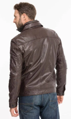 Blouson Cuir Homme Marron " 51704 " Agneau Sport Hiver -Maroquinerie 51704marron11 086643900 1608 07102021