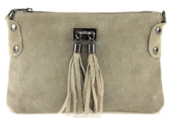 Pochette Cuir Femme Vachette Taupe " TIANNA "