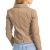 Blouson Cuir Femme Biker Beige Foncé Oakwood " 60861 "