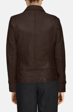 Blouson Cuir Femme Biker Choco Oakwood " 60861 "