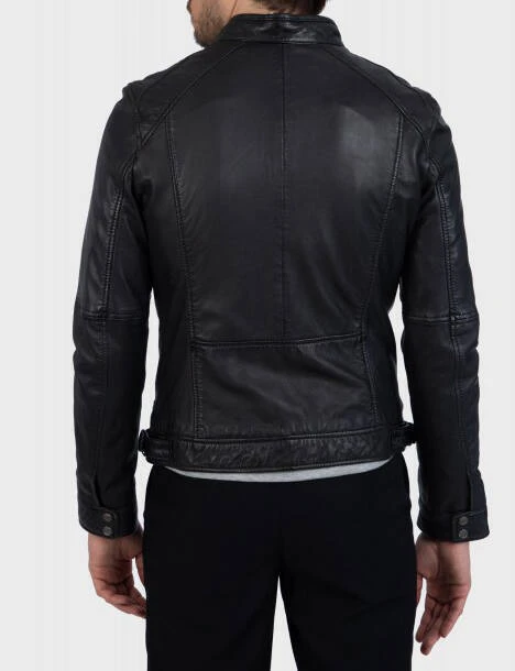 Blouson Cuir Homme Noir Oakwood " 60901 " Agneau Style Motard Tendance 2 Blouson Cuir Homme Noir Oakwood " 60901 " Agneau Style Motard Tendance – Image 2