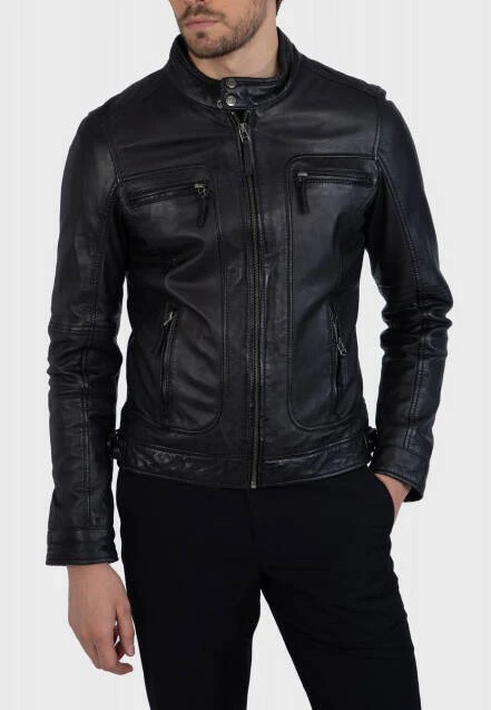 Blouson Cuir Homme Noir Oakwood " 60901 " Agneau Style Motard Tendance 3 Blouson Cuir Homme Noir Oakwood " 60901 " Agneau Style Motard Tendance – Image 3