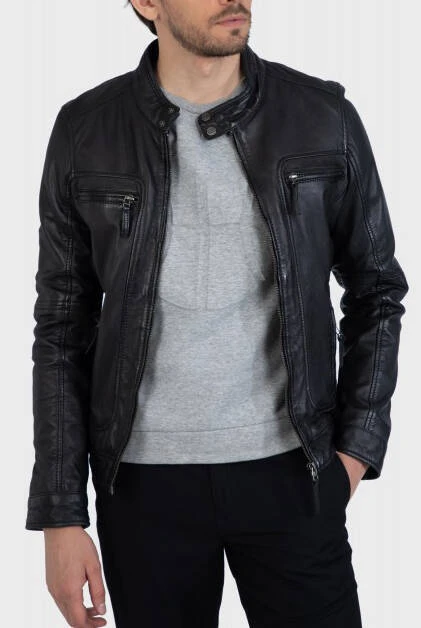 Blouson Cuir Homme Noir Oakwood " 60901 " Agneau Style Motard Tendance 4 Blouson Cuir Homme Noir Oakwood " 60901 " Agneau Style Motard Tendance – Image 4