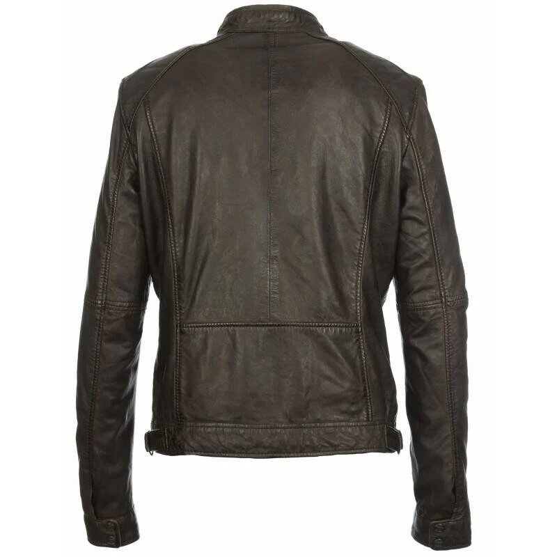 Blouson Cuir Homme Marron Oakwood " 60901 " Agneau Style Motard Tendance 7 Blouson Cuir Homme Marron Oakwood " 60901 " Agneau Style Motard Tendance – Image 7