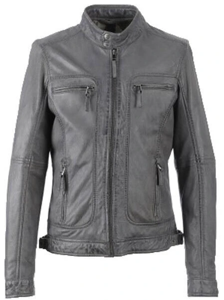 Blouson Cuir Homme Gris Oakwood "60901" Agneau Style Motard Tendance 3 Blouson Cuir Homme Gris Oakwood "60901" Agneau Style Motard Tendance – Image 3