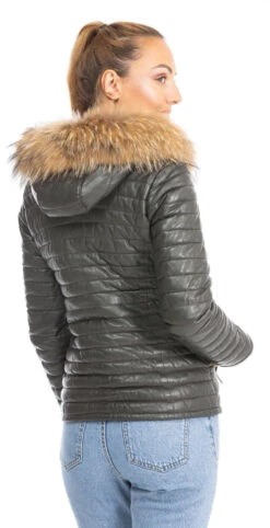 Blouson Cuir Femme Kaki Oakwood " 61677 " -Maroquinerie 61677blousonkaki 049937800 1552 25092023