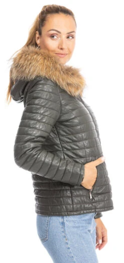 Blouson Cuir Femme Kaki Oakwood " 61677 " -Maroquinerie 61677cuirkaki 068405100 1552 25092023