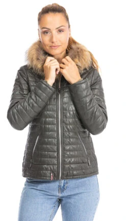 Blouson Cuir Femme Kaki Oakwood " 61677 " -Maroquinerie 61677kakiblousoncuir 059037300 1552 25092023