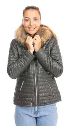 Blouson Cuir Femme Kaki Oakwood " 61677 " -Maroquinerie 61677kakiface 023258600 1552 25092023