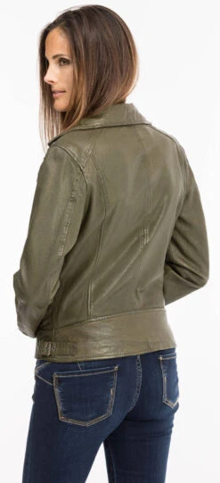 Blouson Cuir Femme Amande Oakwood Style Biker "62065" -Maroquinerie 62065amande1 039138900 1655 11102021