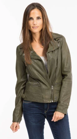 Blouson Cuir Femme Amande Oakwood Style Biker "62065" -Maroquinerie 62065amande7 061788800 1655 11102021