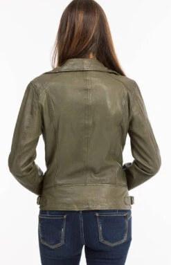 Blouson Cuir Femme Amande Oakwood Style Biker "62065" -Maroquinerie 62065amande9 019654400 1655 11102021