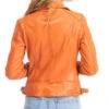 Blouson Cuir Femme Orange Oakwood Style Biker "62065"